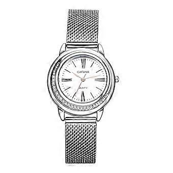 Montre de luxe en acier inoxydable : Montre à quartz analogique simple, cadran noir orné de strass, montre-bracelet tendance pour femme
