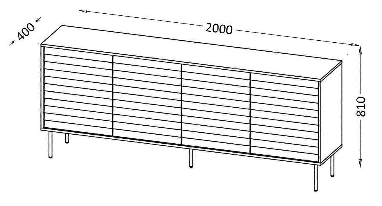 Cama 4d Cortina kommode 200x40x81 sort