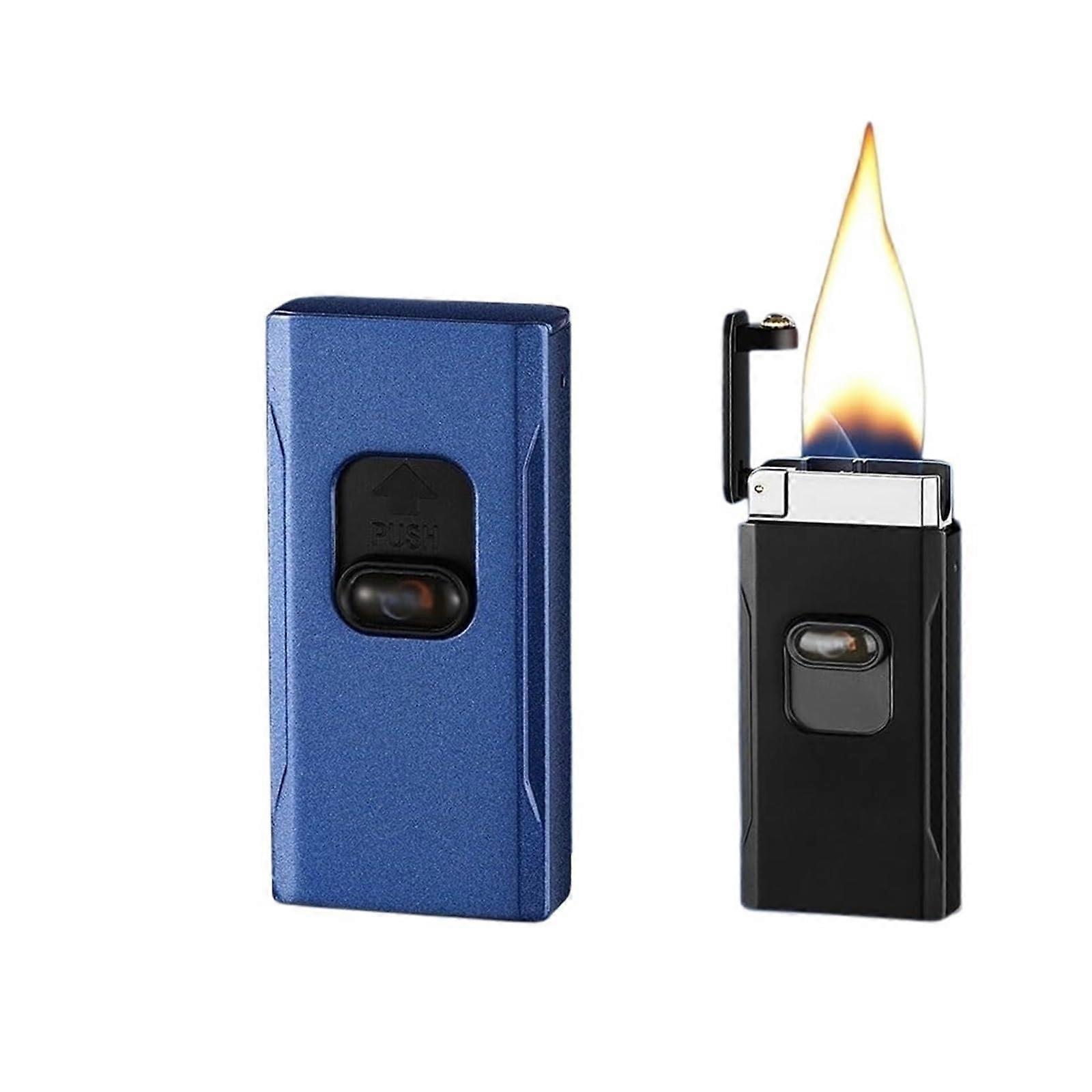 Blue Butane Torch Lighter with Intelligent Gravity Ignition, Adjustable Soft Flame, Rechargeable