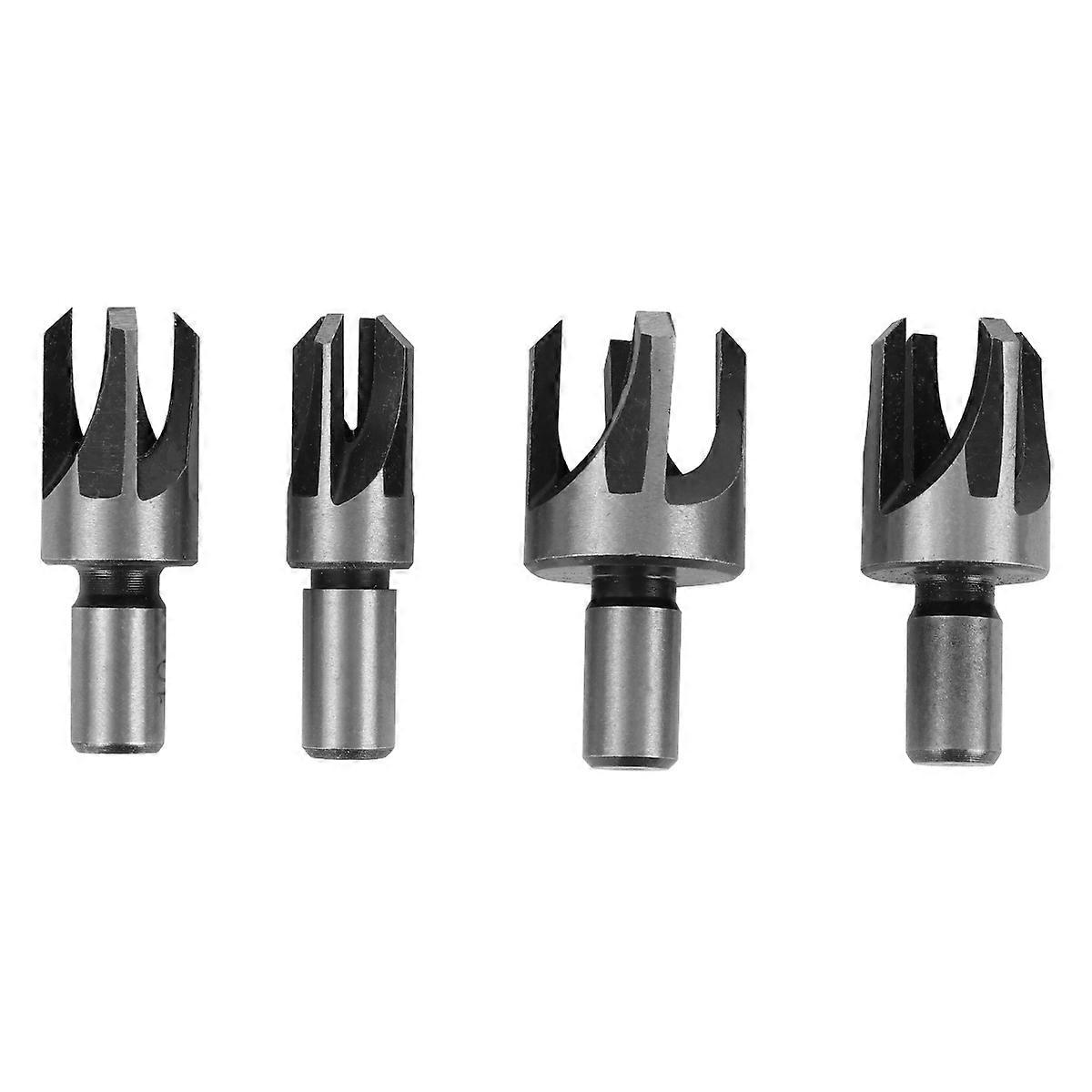 Wood Plug Cutter Straight Tapered Function 4Pcs Silver Plug Cutters Set