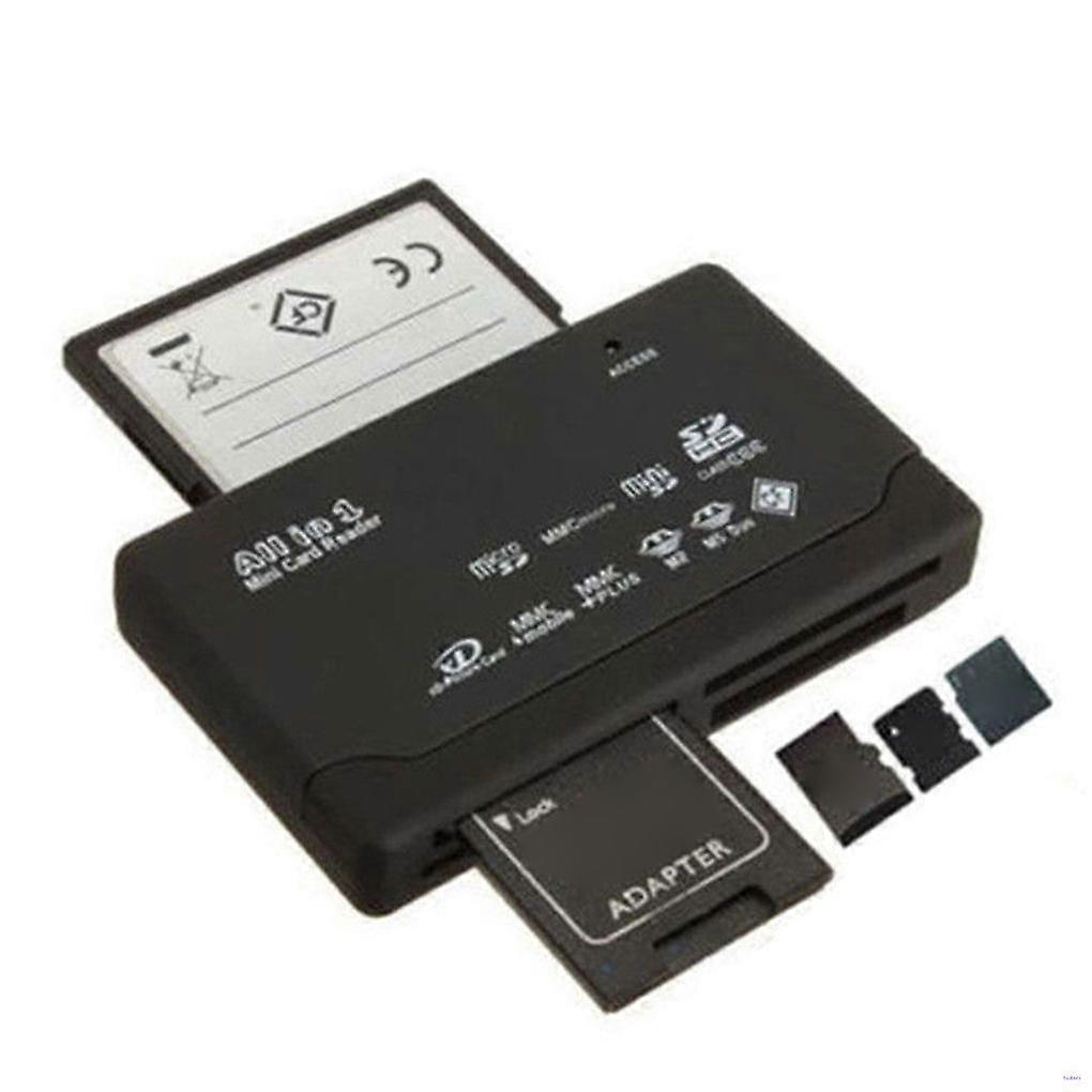 Multi-functional USB 2.0 card reader adapter, supporting TF, CF, SD, Mini, SDHC, MMC, MS, and XD cards.