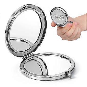 Portable Bride Pocket Mirror Compact Mirror for Makeup Use Silver