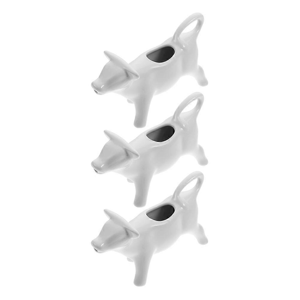 White Ceramic Milk Pitcher 3Pcs for Household Multi-Function Use