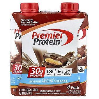 Premier Protein, Shake de Alta Proteína, Chocolate com Manteiga de Amendoim, 4 Shakes, 325 ml cada, 2 unidades