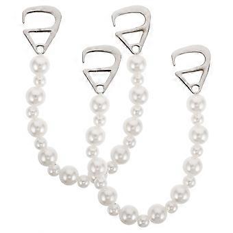 2pcs Pearl Shoe Chain Bling Metal Shoe Charms Decoration Shiny Faux Jewelry Chains For Shoes Sandals And Casual Shoes For DIY Decoration