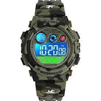 Montre numérique étanche pour le sport en extérieur, avec calendrier, alarme 12/24 h, rétroéclairage 7 couleurs, chronomètre, pour enfants de 3 à 15 ans.