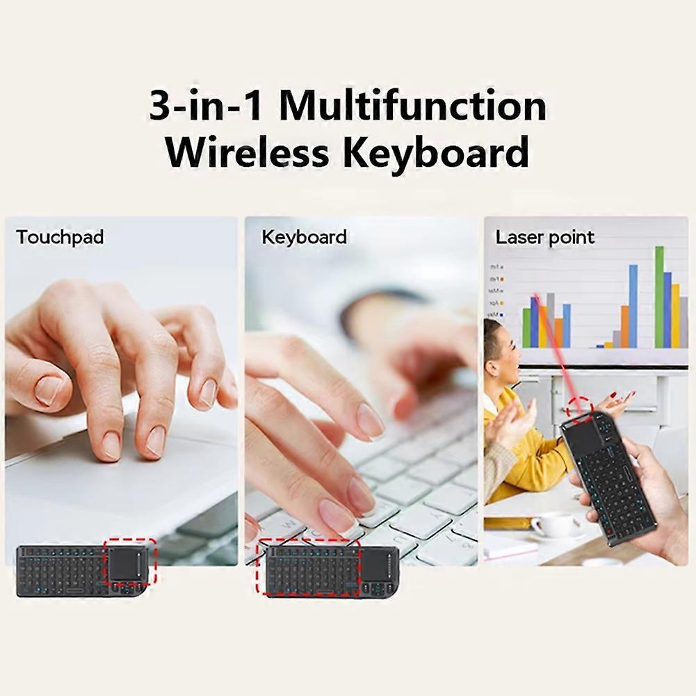 Wireless Bluetooth Mini Keyboard with Red Laser Touch Mouse Multifunctional 2.4G Keyboard for Ios Windows Android
