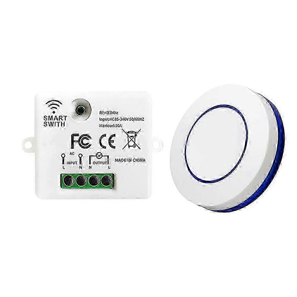 433MHz Wireless Light Switch 220V 110V 10A Relay Receiver Mini Round Button Wall Panel Switch Remo