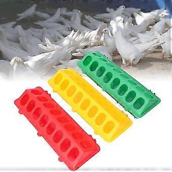 3er-Pack Vogelfutterspender aus Kunststoff mit Klappdeckel, klein, für Tauben, Wachteln, Entenküken, Vögel, grün, rot, gelb, kein Durcheinander, kein Abfall, Mehrloch-Futternapf für Vögel