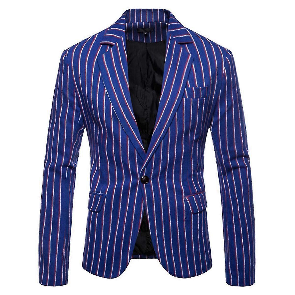 Allthemen Mænds stribede slanke revers afslappet single button blazer