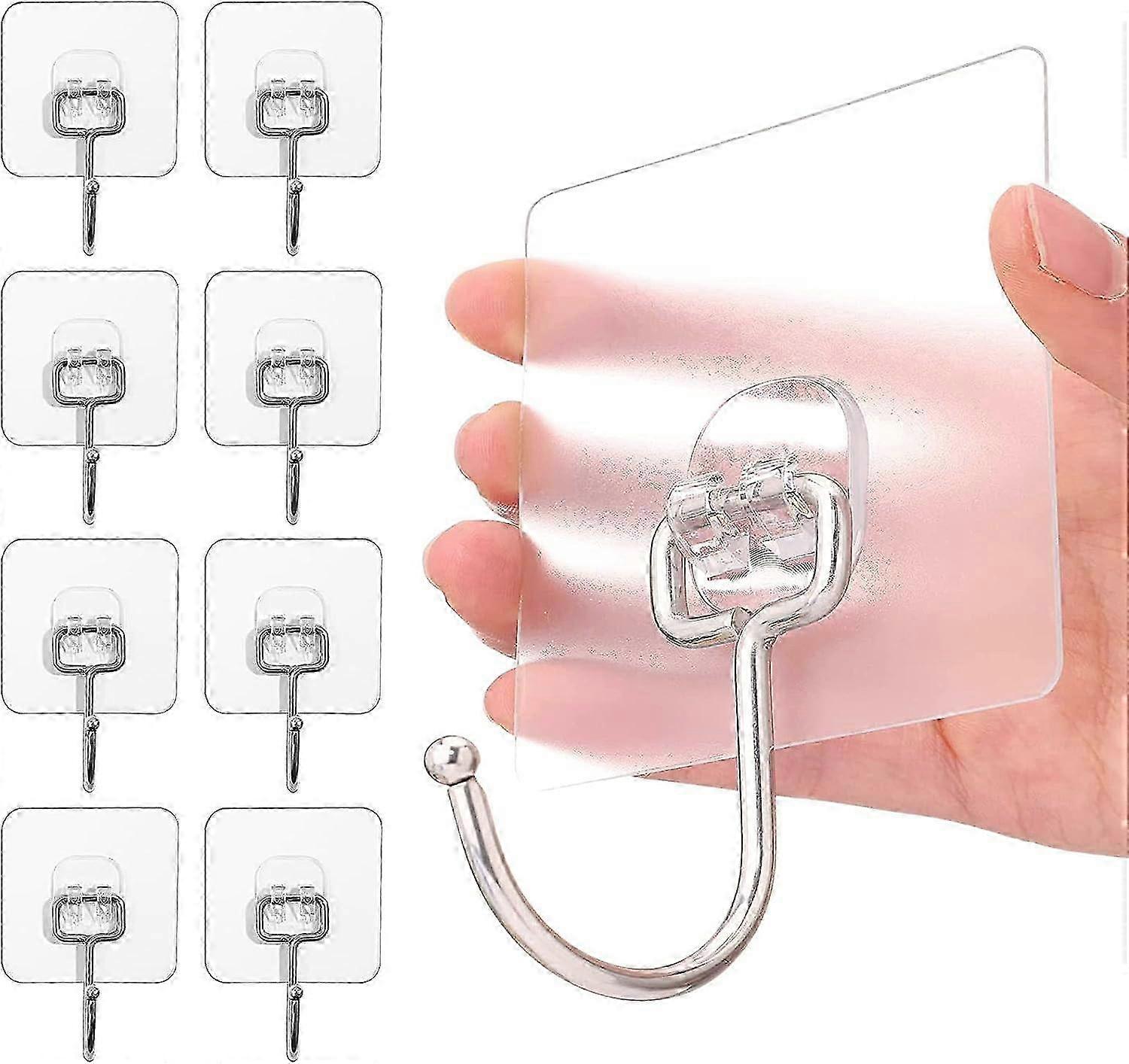 8pcs Self Adhesive Hook Heavy Duty Wall Hooks