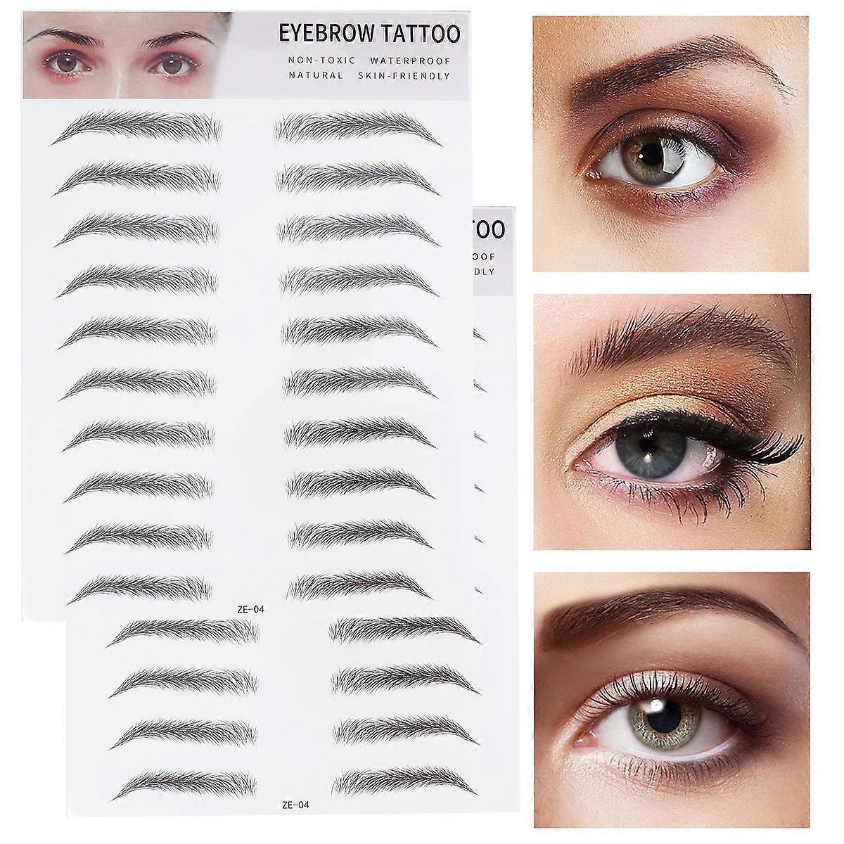 Black Eyebrow Transfer Stickers Artificial Eyebrow for 2Pcs Quick Application