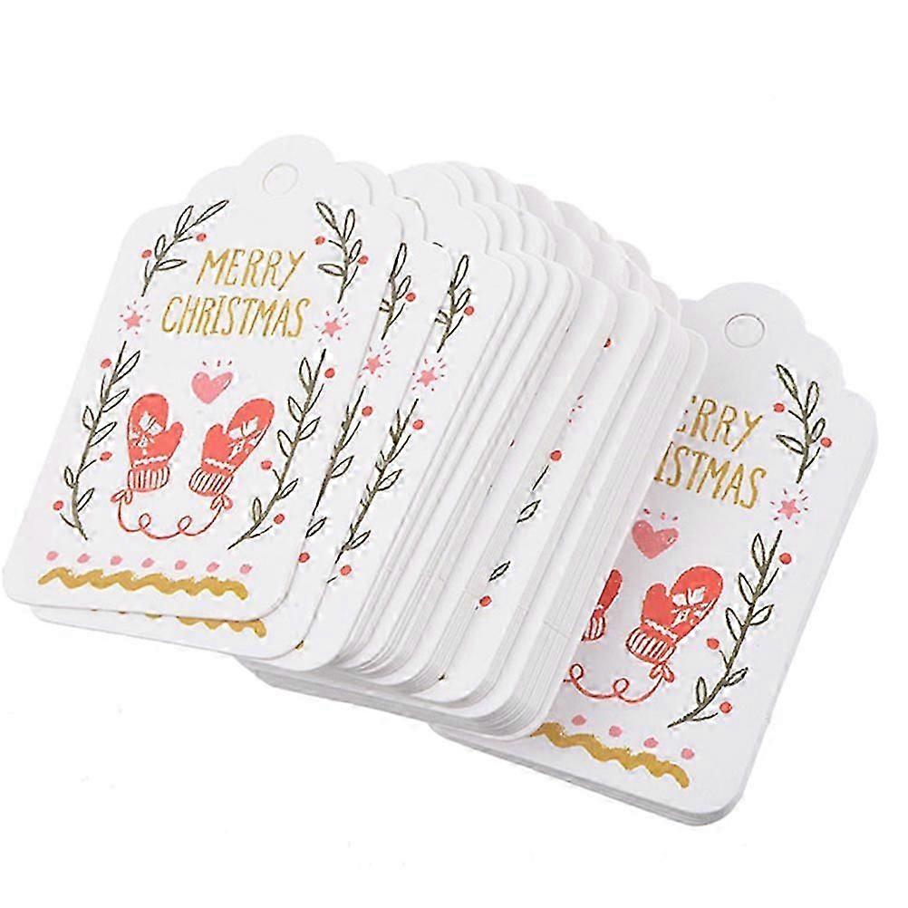 Christmas Kraft Gift Tags, Rectangular Red, 4x7cm, Labeling, 50Pack with String