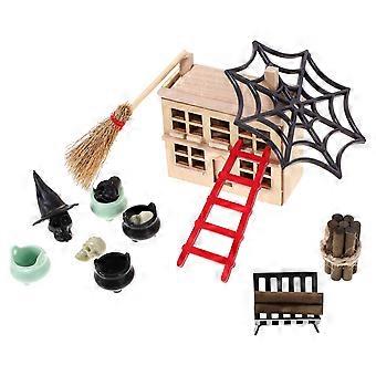 1 Set Halloween Doll House Kit DIY Halloween Cena Layout Props Micro Ornamentos de Paisagem
