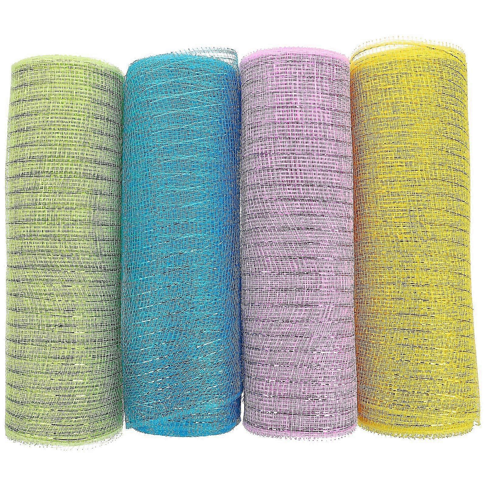 4 Rolls Mesh Ribbons Poly Mesh Ribbons Easter Wreath Making Mesh Ribbons