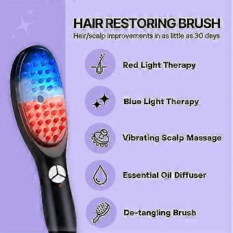 Innovativ Håråterställande Borste Hårborste För Hårväxt Hårolja Diffusor Röd / Blå Ljusterapier Detangling Brush Vibrerande hårbotten Massage Kam
