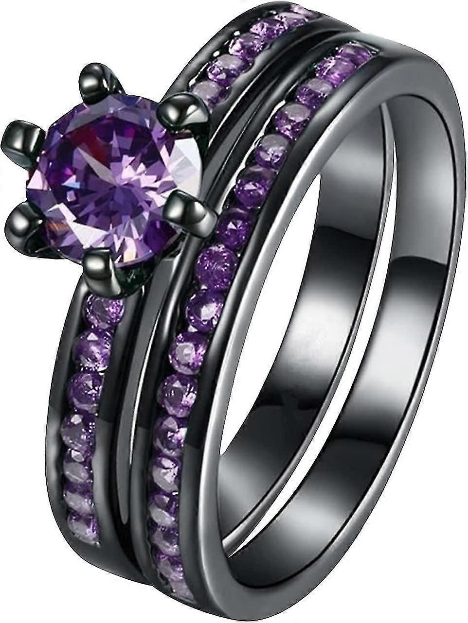 2pc Stackable Rings dla kobiet - Rozmiar 6, Fioletowy