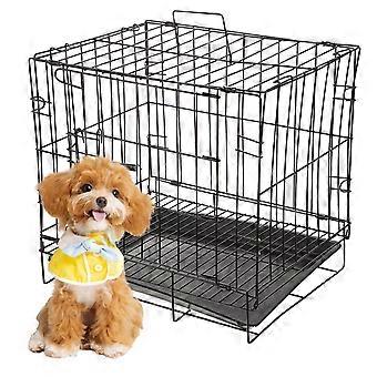Dog Iron Wire Cage Folding Kennel for Safe Use 1Set Black Pet Cage