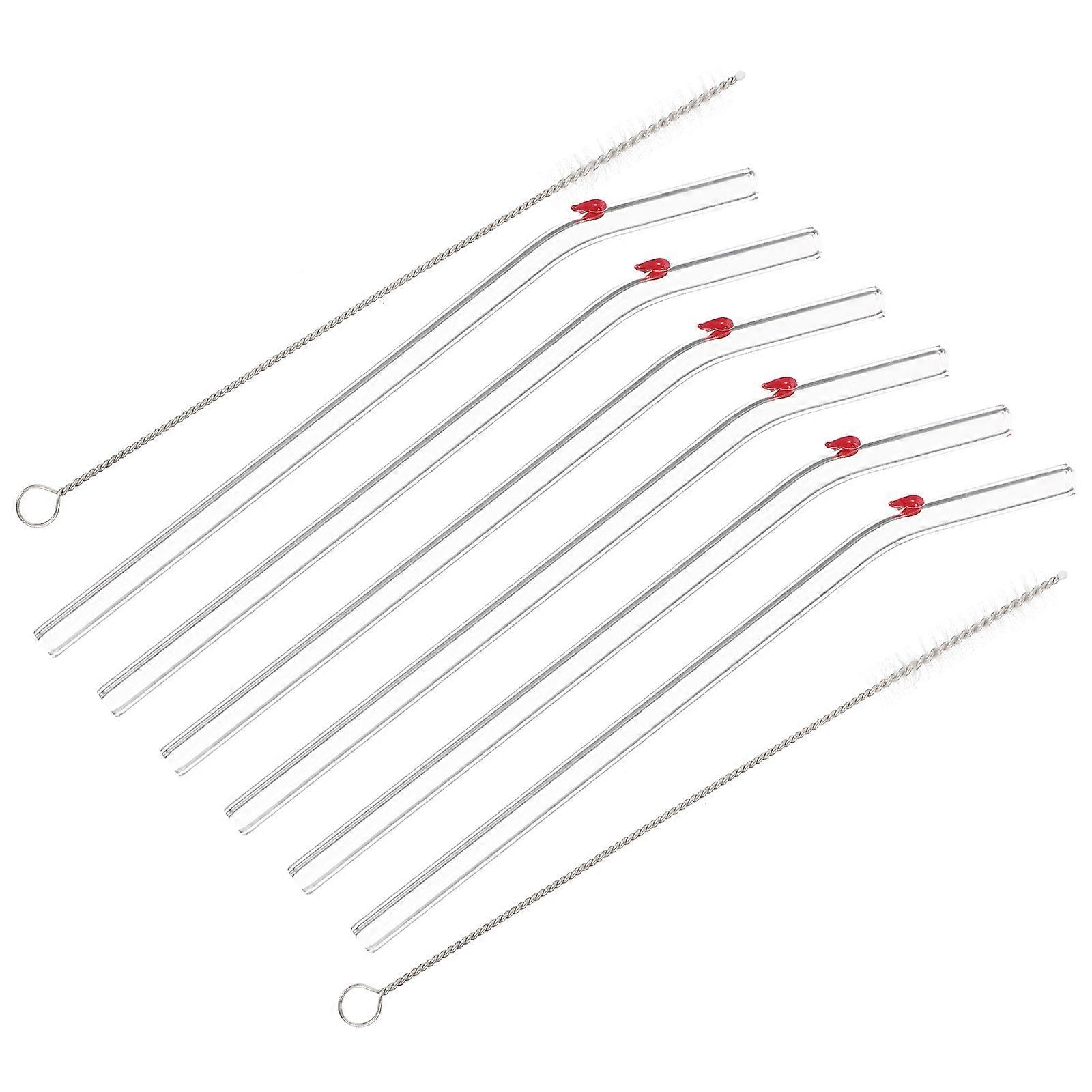 Reusable Glass Straw Set for Drinking with Cleaning Brushes 1Set