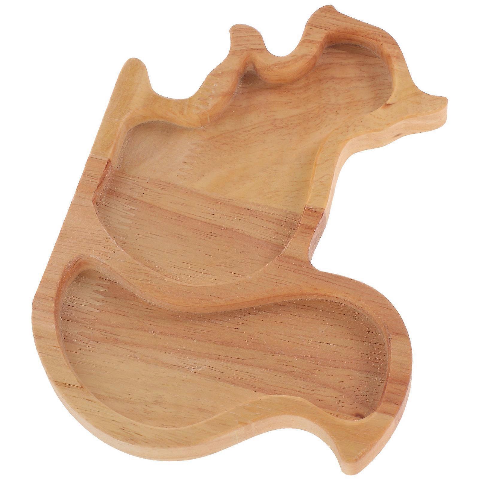 Wood Nut Tray Snack Serving Plate Storage Tray Serving Dish Squirrel Shape Plate