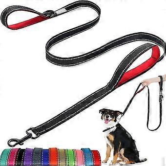 Dog Lead with Two Padded Handles, Dual Modes, Double-Sided Reflective Nylon Leash for Medium Dogs Training & Walking