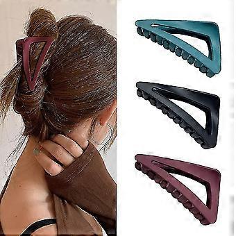 Women Girls Hair Clips French Matte Triangle Plastic Medium Non-slip Outdoor Hair Clips 3 Pcs