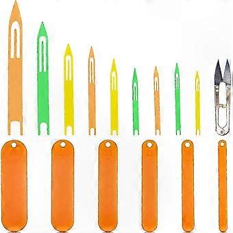 Manutenzione dell'attrezzatura da pesca all'aperto: Kit di riparazione per reti da pesca con 9 navette in plastica di diverse misure, forbici in acciaio e 6 attrezzi per la riparazione.
