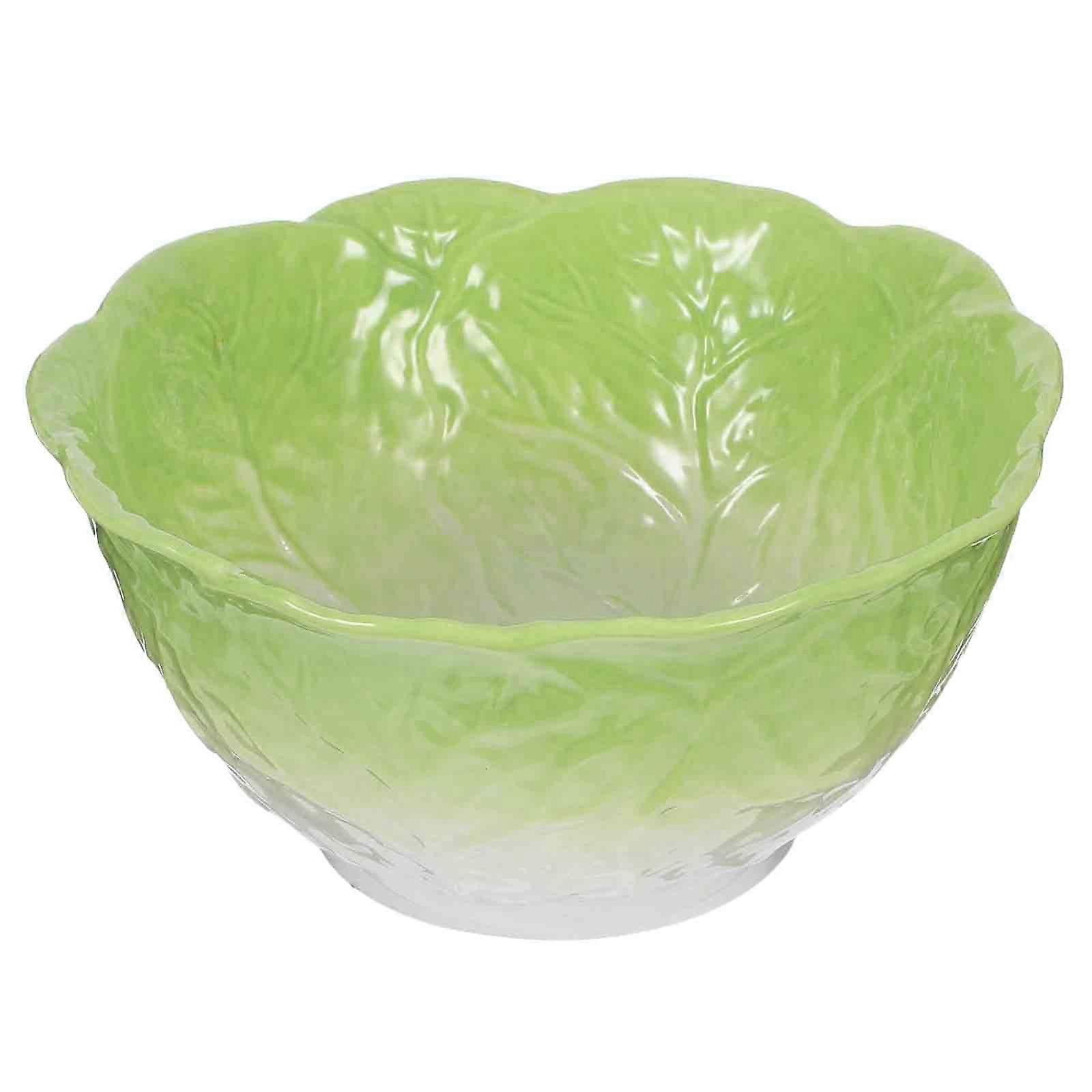 Ceramic Bowl Light Green Cabbage Pattern Serving Dish 2Pcs