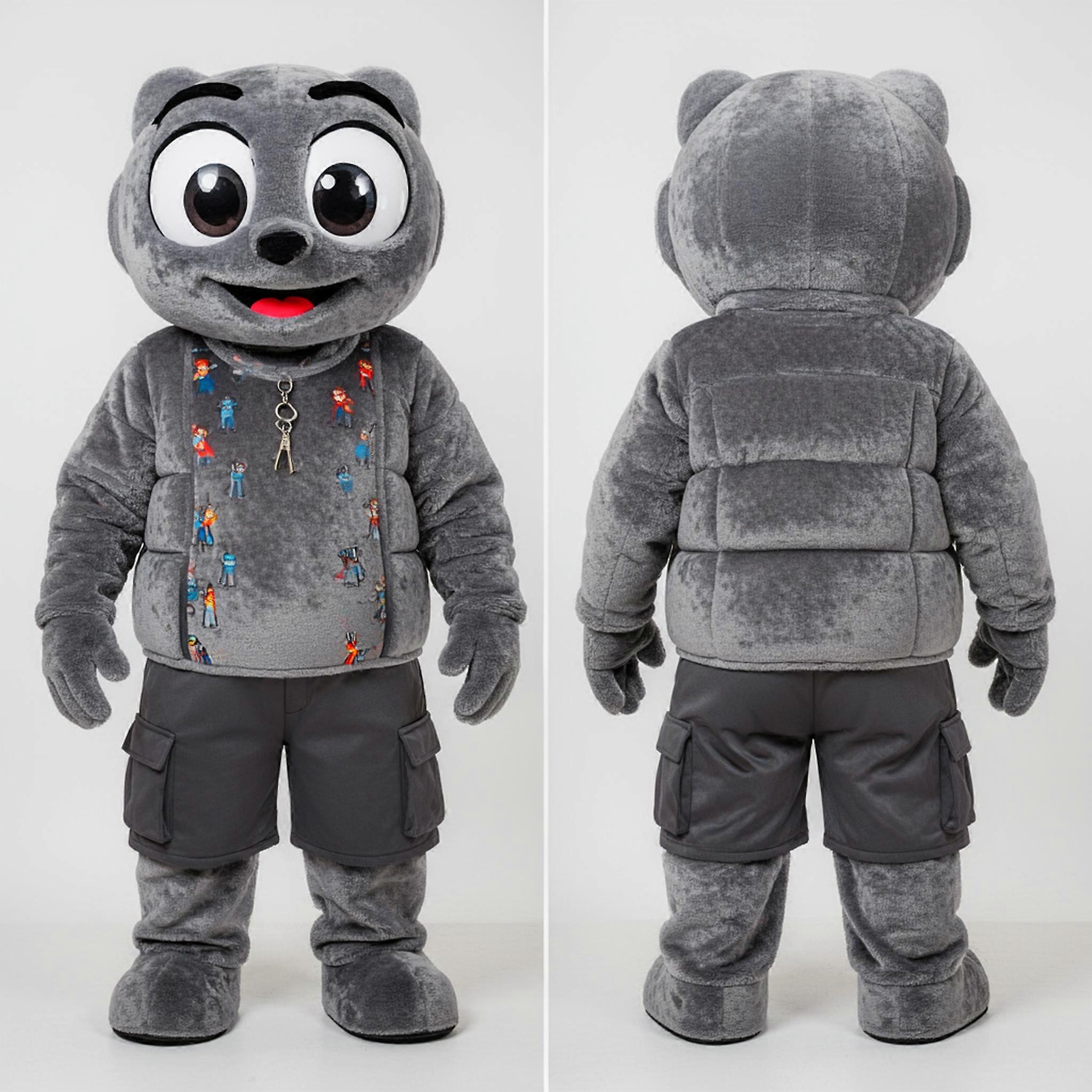 MASTICOT Charcoal Gray Dynamic Human Cannon Ball Mascot