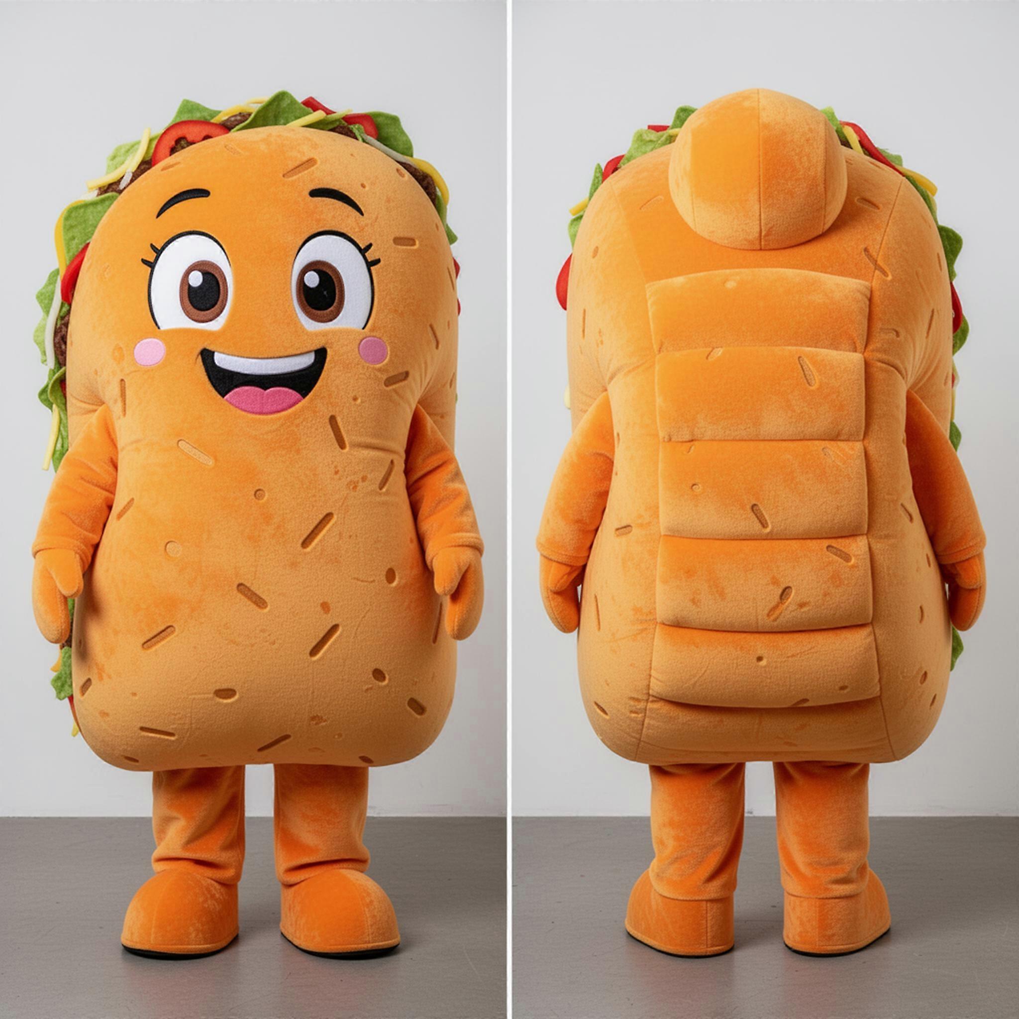 MASTICOT Velvety Orange Fluffy Tacos Mascot
