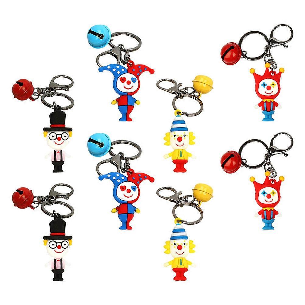 Funny Clown Pendants Decorative Keychains for Decor 8Pcs Multicolor Set