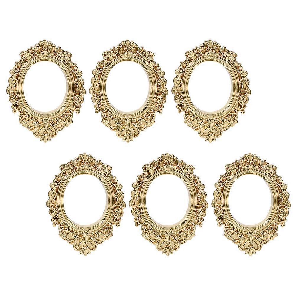 Golden DIY Mini Picture Frames for Handmade 6Pcs Resin Oval Frames