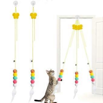 Kattenspeelgoed, 2 stuks interactief deurspeelgoed met bel en veren voor kittens
