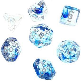 AZUL OSCURO/BLANCO Juego de dados D7 único de bordes afilados Nebula Poliédrico (7 dados)