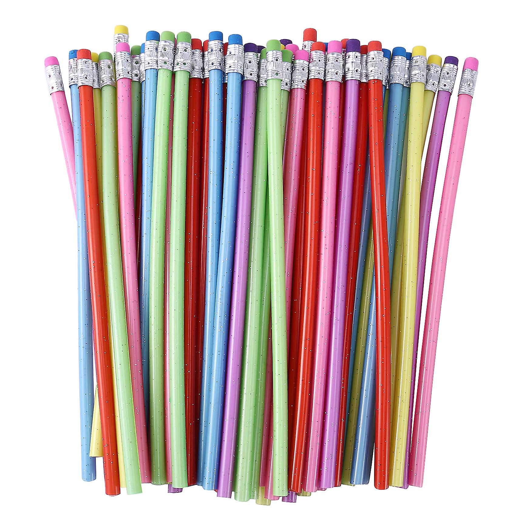 60 Pieces Bendable Pencil Flexible Bendy Soft Pencils with Eraser, Colorful