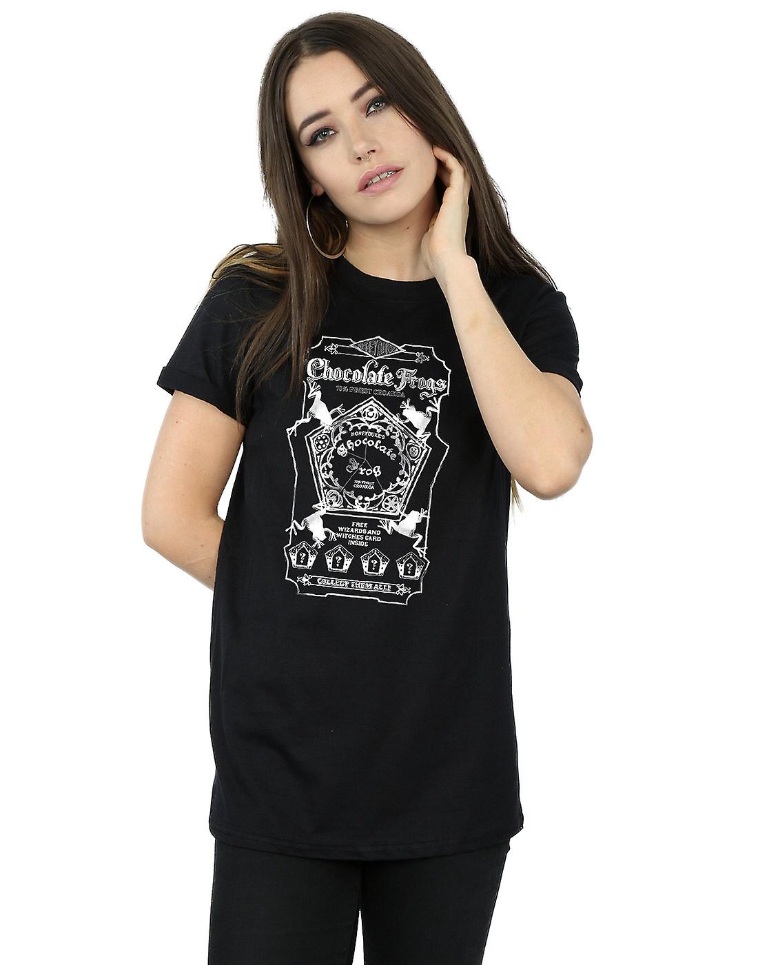 ハリー ・ ポッター女子チョコレート カエル モノラル ラベル彼氏フィット t シャツ