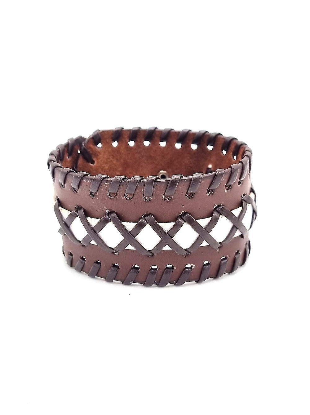 Pulsera marrón y blanca con hebilla 