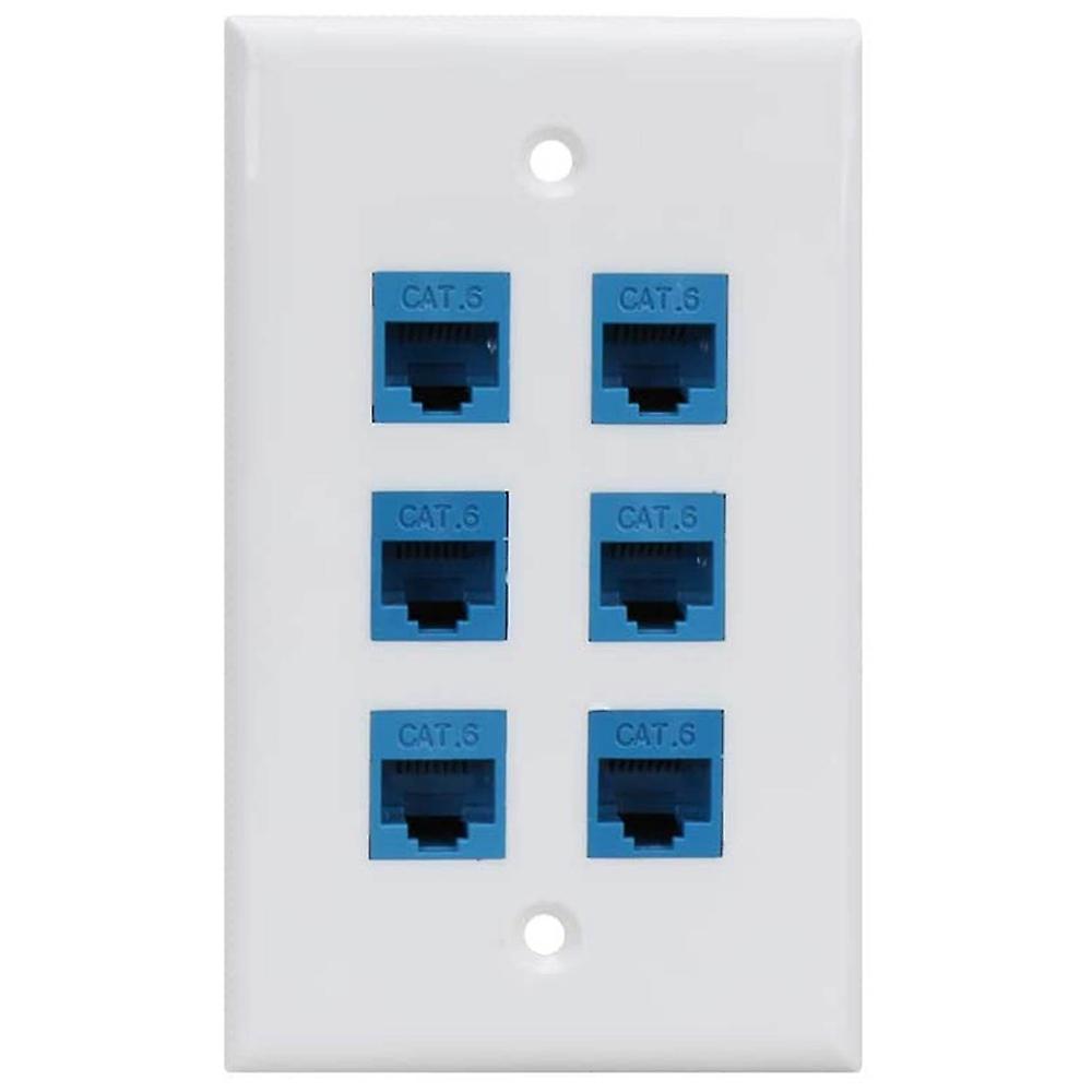 6 Ethernet Wall Plate 6 Port,Ethernet Wall Plate Female-Female Removable with Cat7/6/6E/5/5E