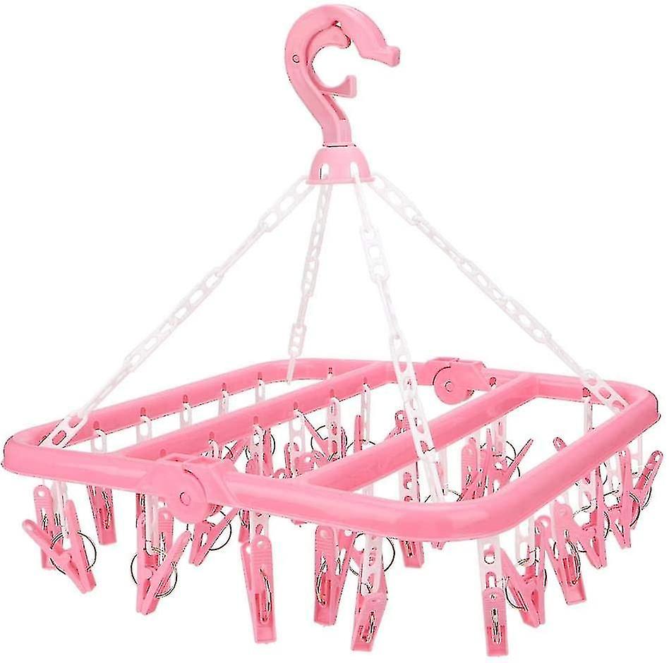 Underwear H With 32 Clips Hanging Clothes Rack Foldable Clothespin