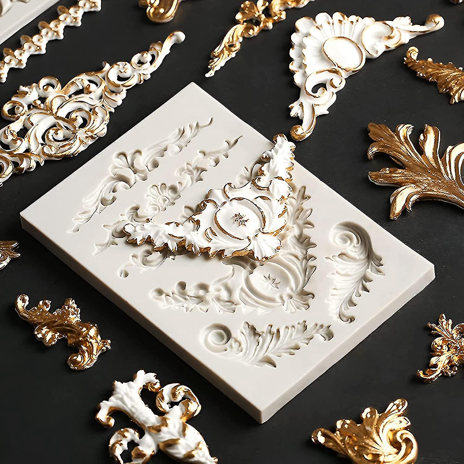 5-tlg. Silikon-Backformen Set - Barock Relief Für Fondant & Kekse, Rosa