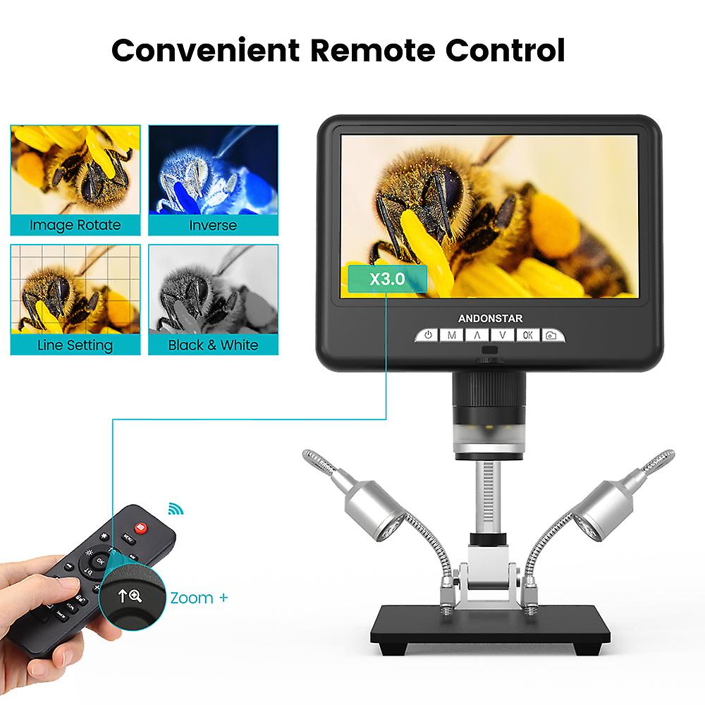 24M Digital Microscope With 7 Inch Adjustable 3x Digital Magnification Photo Video 3d Effect Microscope With Remotes Control