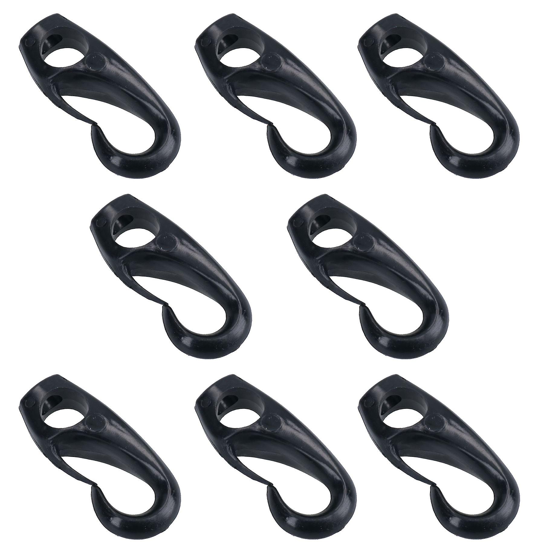 8 PACK 8mm Hook for Bungee Elastic Rope Shock Cord Strap Black Nylon Non-Rust