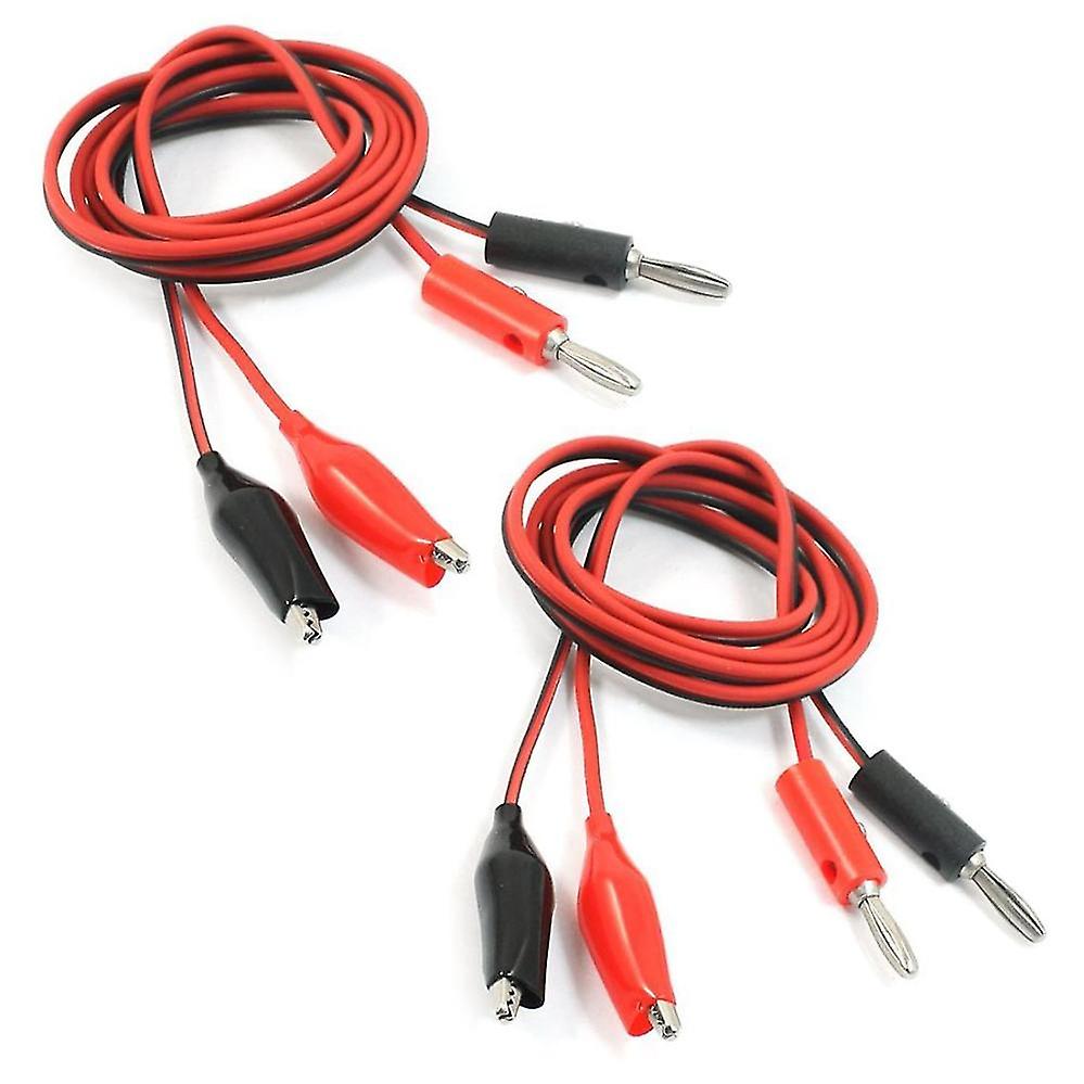 2 Pcs Alligator Clip To Banana Plug Multimeter Test Lead Black Red 1m