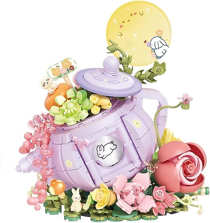Flowers Teapot Building Block  Set with Light