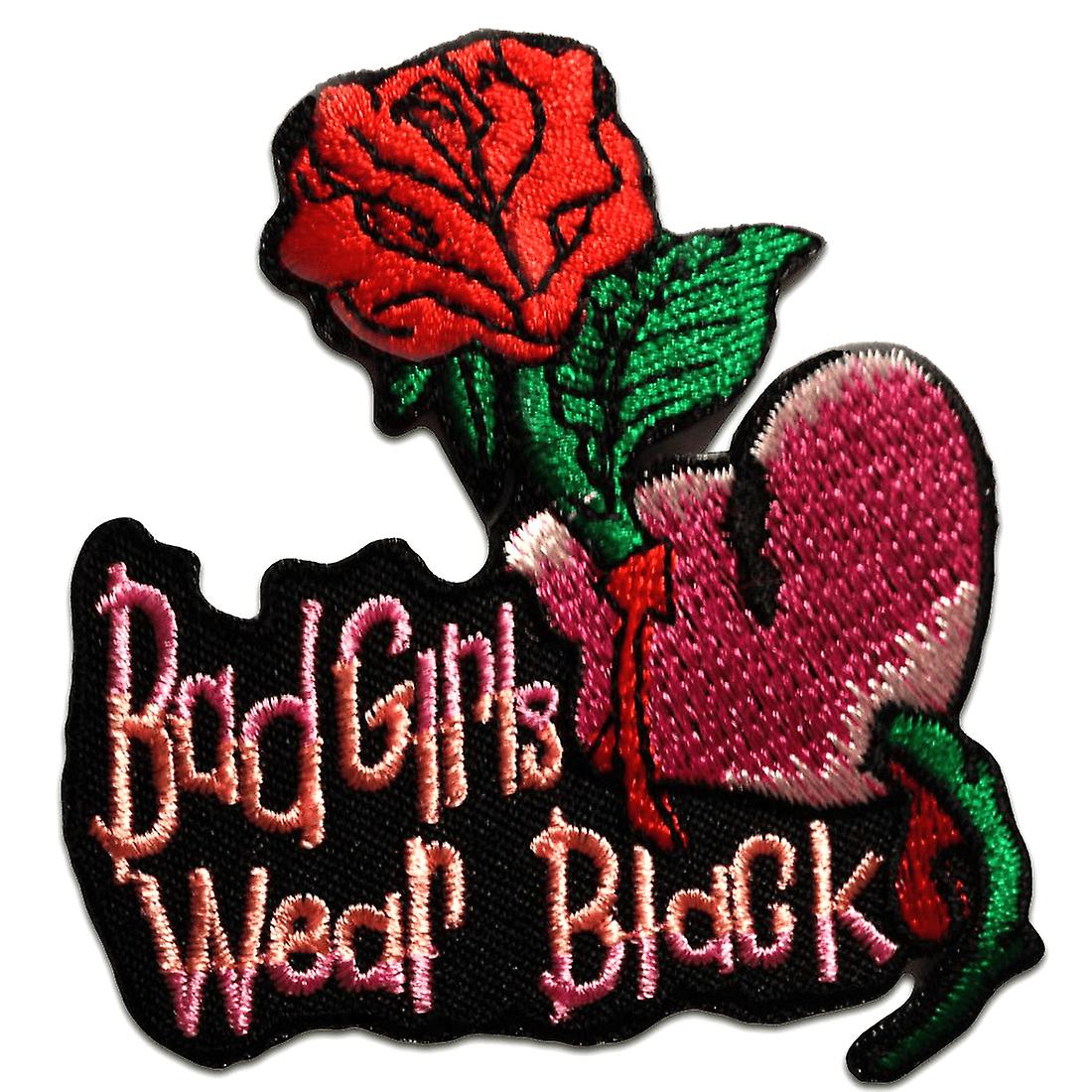 Patch / iron-on patch - Bad Girls Wear black! Biker - pink - 7 x 7,3 cm - Patches