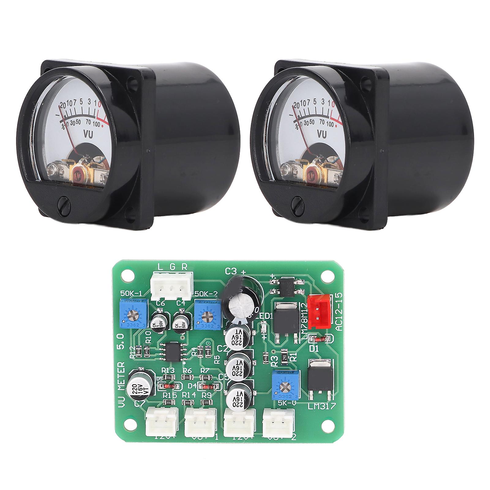 2PCS VU Meter Panel Warm Back Light Recording Audio Level Amplifier Driver Board with Cable 