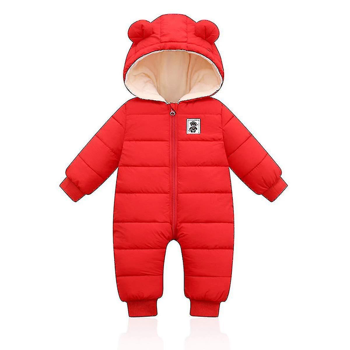 طفل الشتاء jumpsuit مع هود، رومبر سنوسويت بويز بنات الأكمام الطويلة Jumpsuit ملابس دافئة هدية (الأزرق البحري، 66cm)