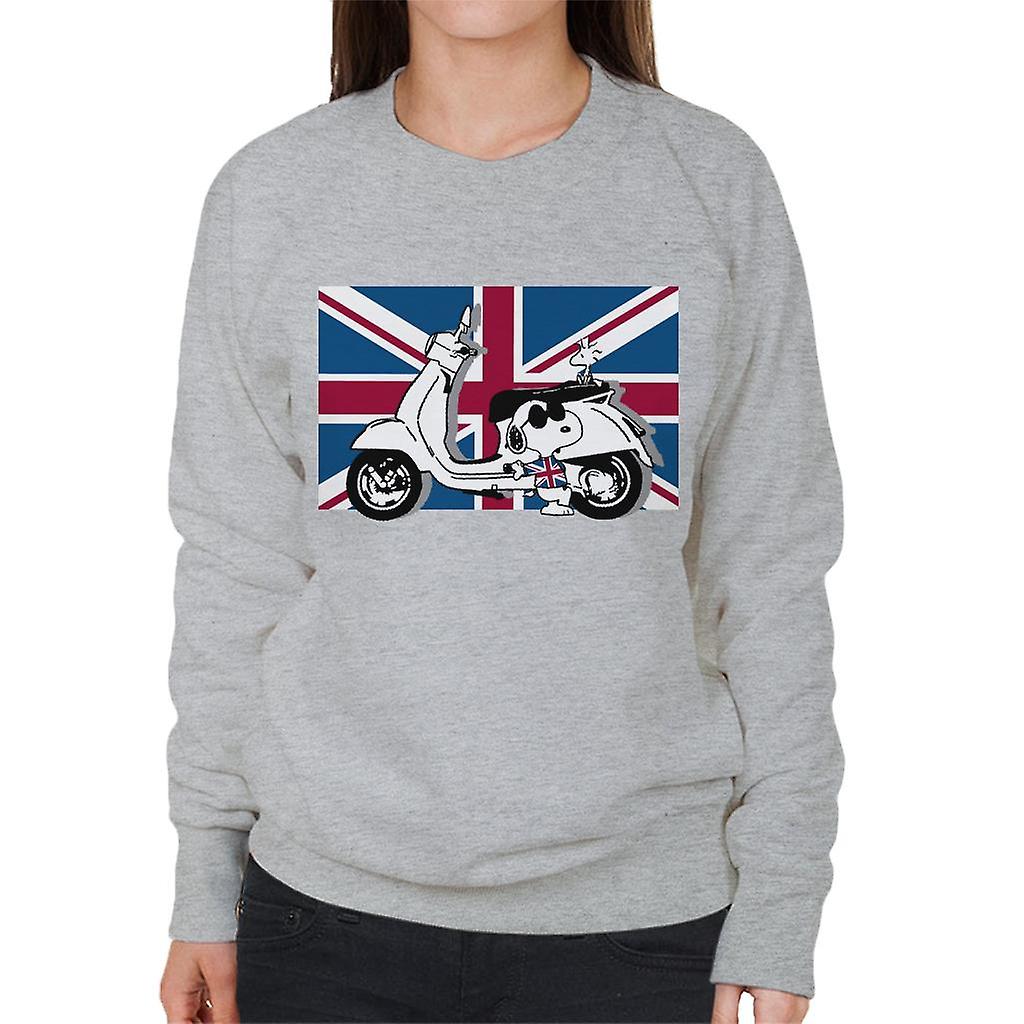 Peanuts Union Jack Scooter Snoopy Women's Sweatshirt