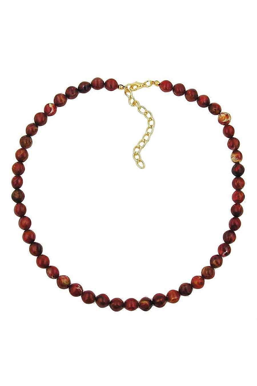 Necklace Four-edged Bead Red Marbled - Gl01508
