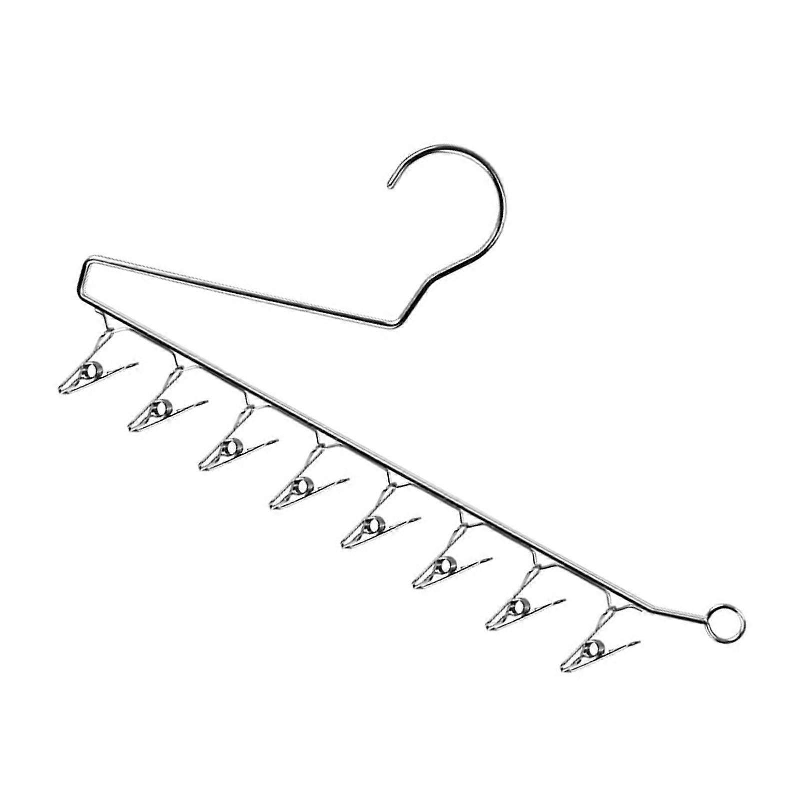 Pants Hanger Stainless Steel Non Slip Z Type Space Saving Open Ended Closet Trouser Rack Organizer with 8 Clip 